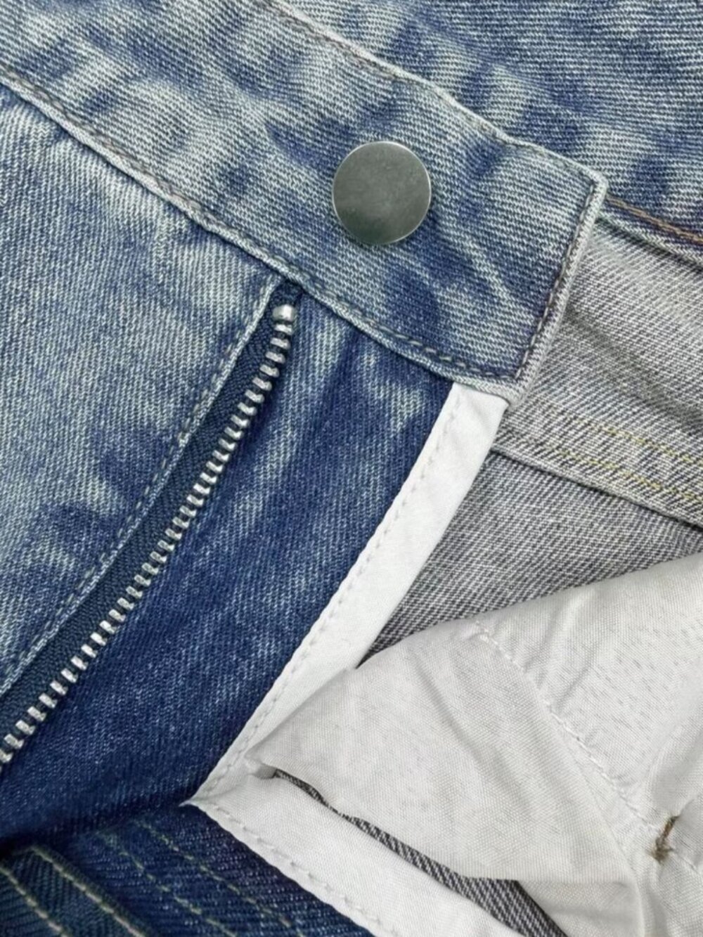 Women's High Waist Wide Leg Baggy Jeans - Edgy Denim Pants with Beltless Button - Picture 9 of 9